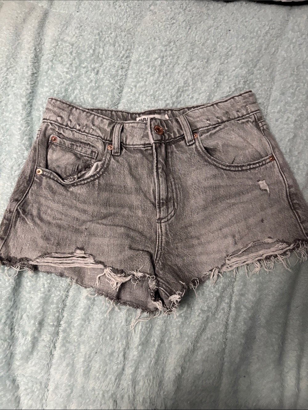 Garage Light Gray Distressed Denim Jean Shorts